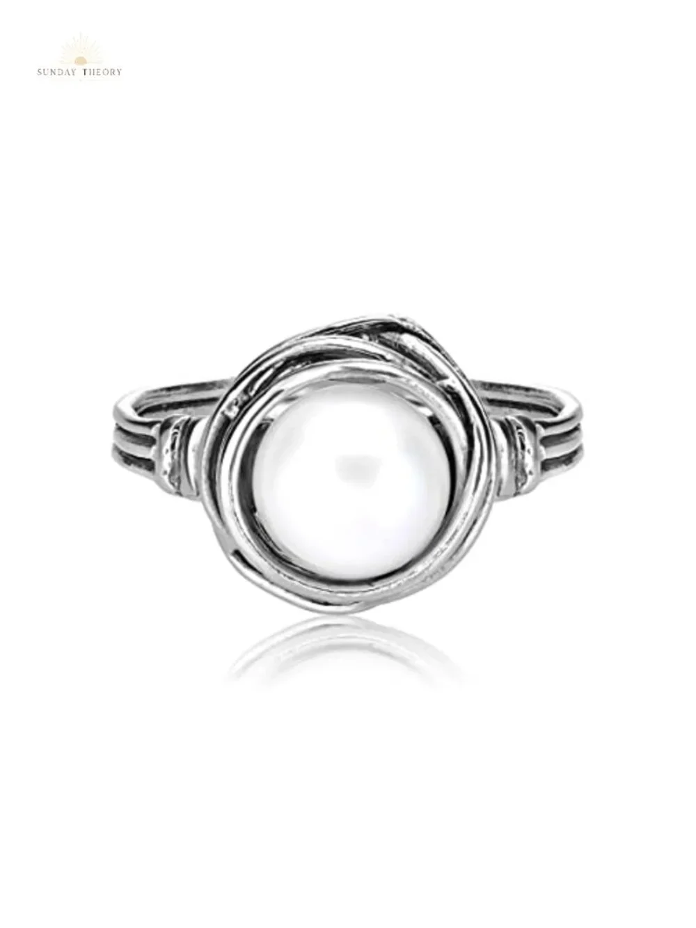 925 Sterling Silver Fresh Water Pearl Ring Vintage Wire Wrap Statement